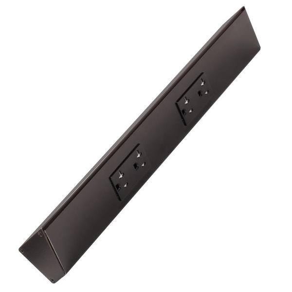 18" 20 amp 120 volt Black 2 Duplex Receptacle Under Cabinet Power Strip